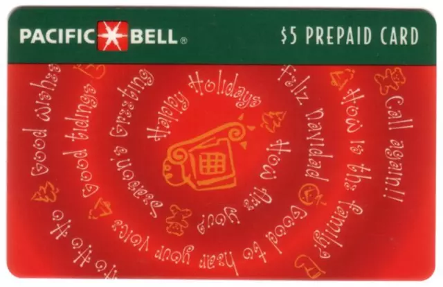 $5, $10, $20. Holiday Greetings Spiral: (1994 Christmas) 3 SPECIMENS Phone Card