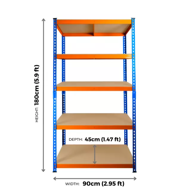 Garage Racking 5 Tier Shelving Unit Boltless Heavy Duty Metal Shelf Shed Storage