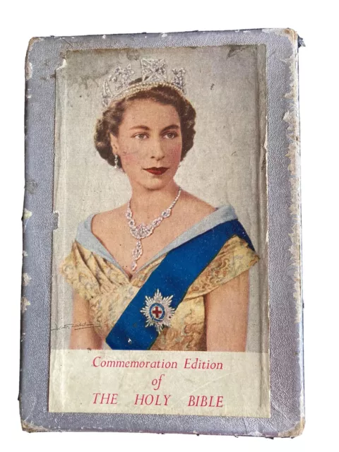 CORONATION BIBLE OF Queen Elizabeth 11 1953 Rare with original box ...