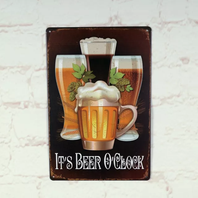 It's Beer O'clock Tin Signs Vintage Bar Bistro Pub Wall Decor Plate Metal Poster