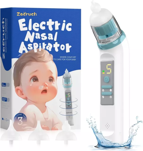 Nasal Aspirator for Baby, Rechargeable Electric Baby Nose Sucker with 3 Silicone