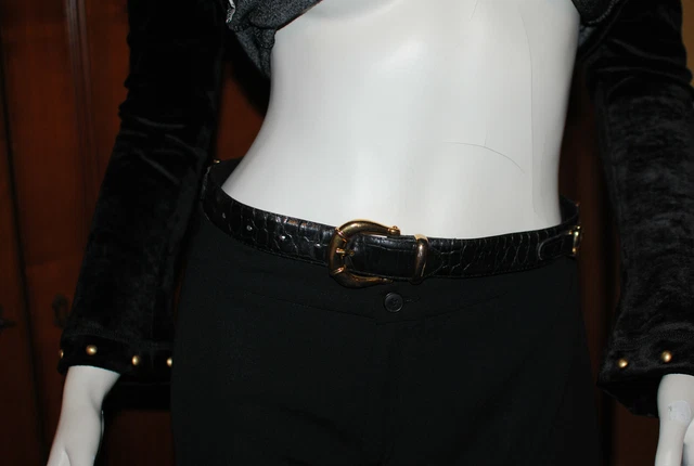 CEINTURE FEMME CROUTE de cuir noir taille 36 vintage. Tr s