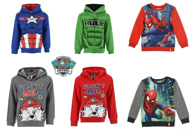 Bambine Ragazzi Paw Patrol Spiderman Marvel Avengers Manica Lunga Top Età 2-10