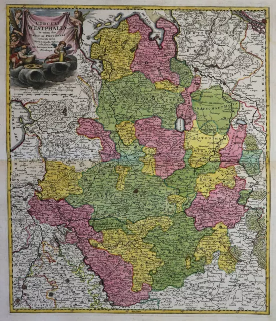 Circuli Westphaliae - Westfalen - Homann 1720 - Altkolorit