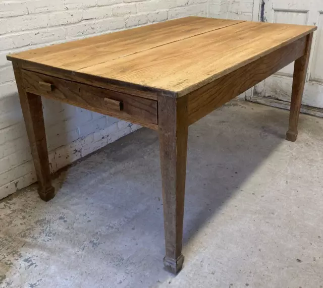 Antique Edwardian Oak Farmhouse Kitchen Table Dining Table (Can Deliver)