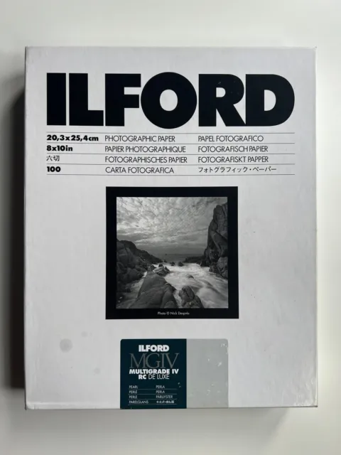 Ilford Multigrade IV radiocontrol de lujo 8 x 10 perlas 100 hojas de papel en caja y en caja