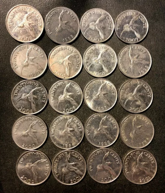 Old Bermuda Coin Lot - 25 CENT - 20 Excellent Coins - Lot #M22