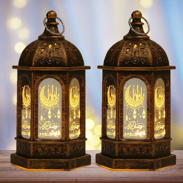 Ramadan Lantern Decoration Plastic LED Eid Mubarak Lamp Exquisite Battery wuchd