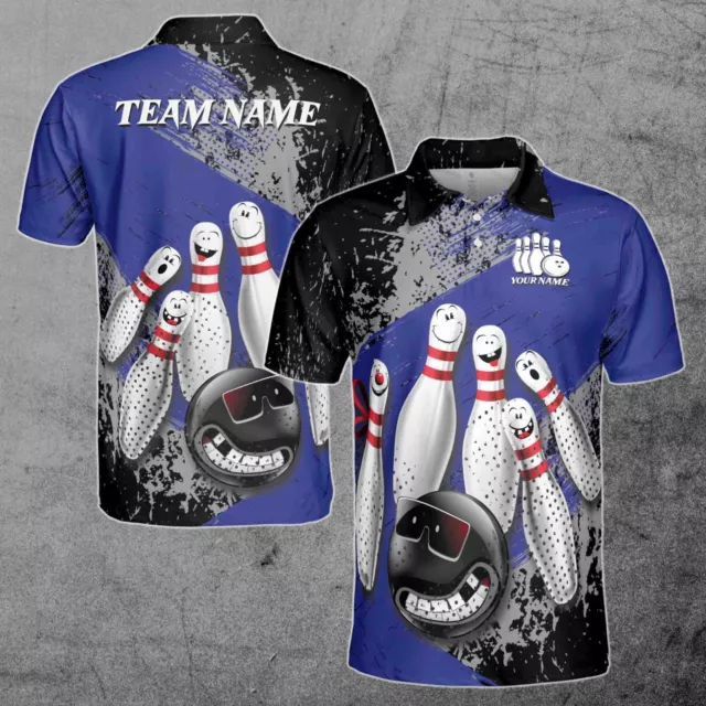 CUSTOM NAME TEAM Name Funny Bowling Ball Men's Polo Shirt S-5XL $24.99 ...