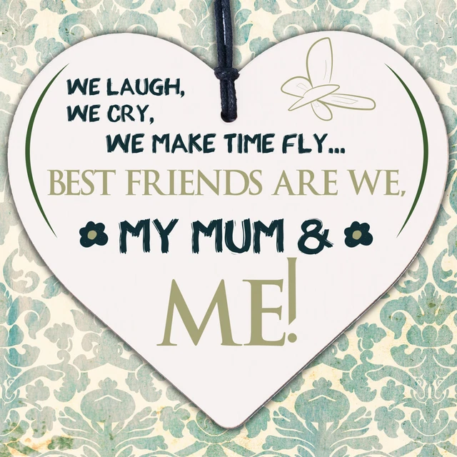 Migliori Amici My Mum & Me Gruccia di Legno Placca Cuore Mamme Love Placca