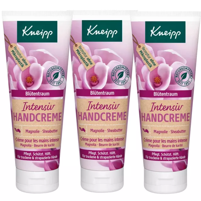 3x 75ml Kneipp Crème pour les Mains Amande Fleurs Peau Délicate Sensible