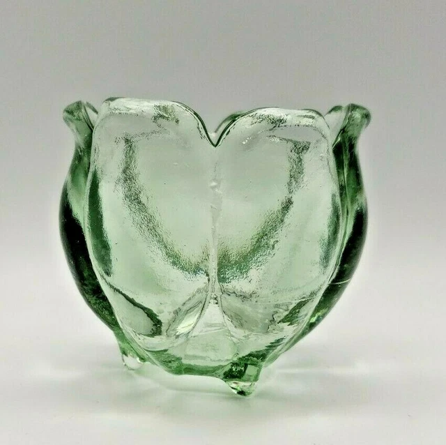 Spanish Recycled Art Glass Vase Tulip Shape Green Spain Footed