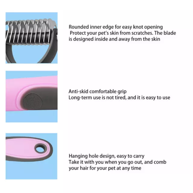 Professional Pet Dog Dematting Tool CombUndercoat Fur Cat Grooming Rake Brush UK 3