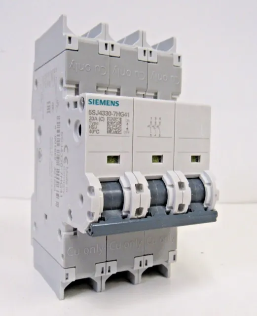 New Siemens 5Sj4330-7Hg41 Mini Circuit Breaker 240V 3 Pole 30 Amp Class C Nib