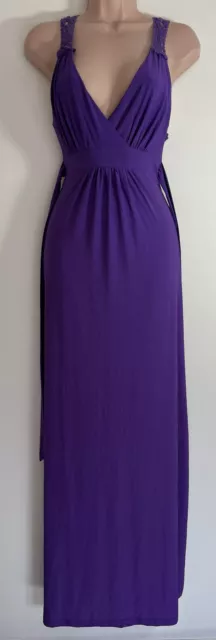 Boohoo Crossover Front Lace Back Maxi purple summer dress beach holiday 10 12