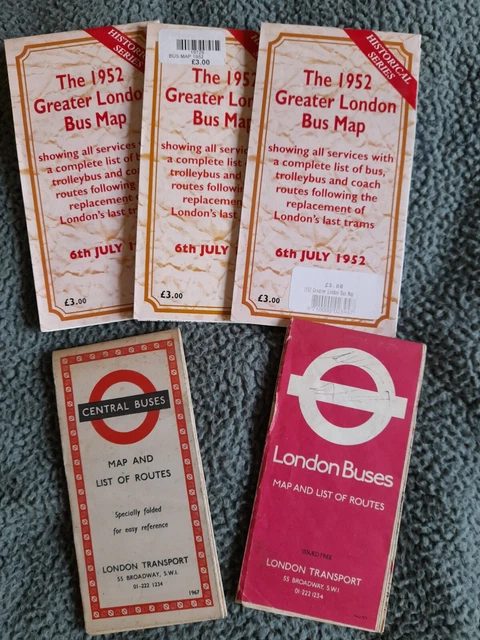 LONDON TRANSPORT Bus Maps 2 X 1967 Route Maps + 3 Repro 1952 London Bus ...