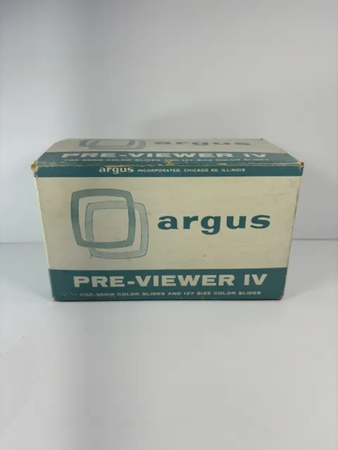 Vintage Argus Portable Slide Pre-Viewer IV for 35mm & 127 Color Slides Orig Box