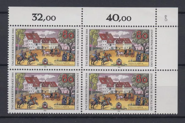 Bund 1229 Eckrand rechts oben 4er Block Tag der Briefmarke 80 Pf postfrisch