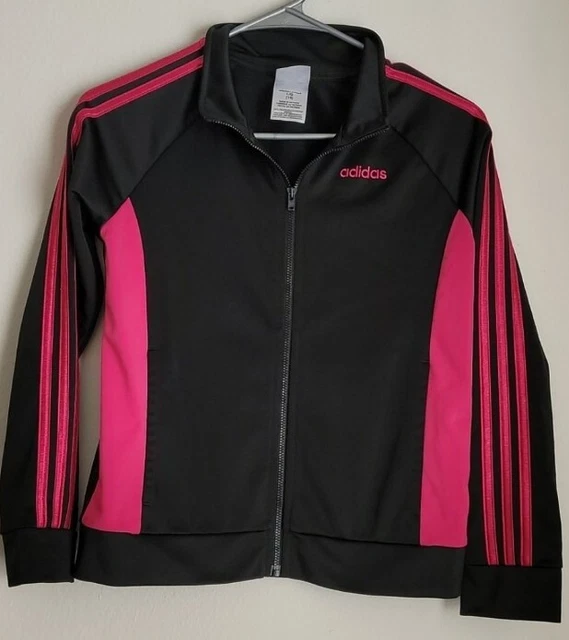 Girls Youth Adidas Jacket Black Pink Athletic 14/16 Large