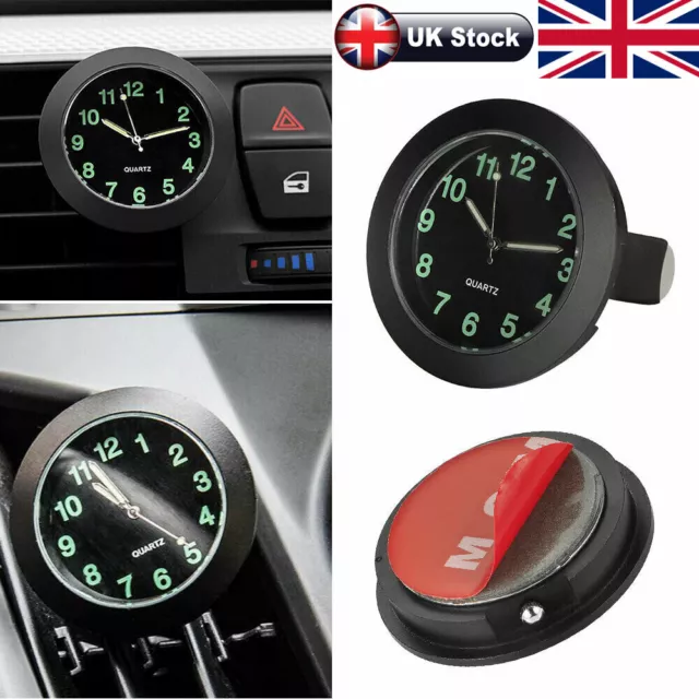 Pocket Mini Car Dashboard Analog Time Clock Luminous Quartz Watch Auto Interior