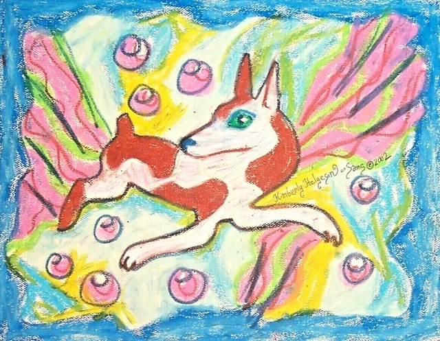 RAT TERRIER FABULOUS Art Print Signed Artist KSams Painting 13x19 Dog Abstract