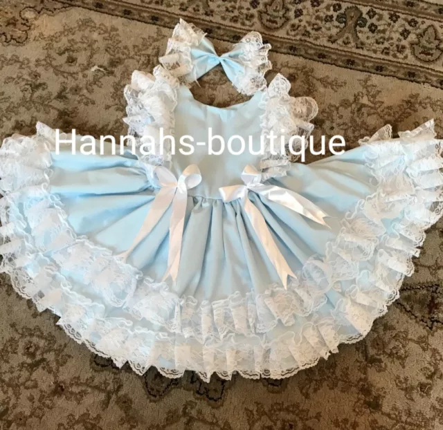 2/3yrs puffball frilly easter romany Spanish blue Baby girls dress party photo