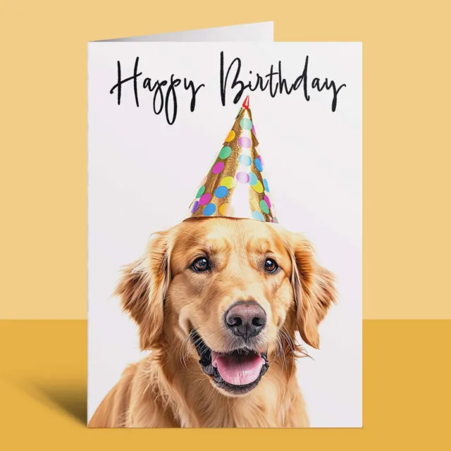 Golden Retriever Birthday Card for Her Him Friend Mum Dad Sister Brother