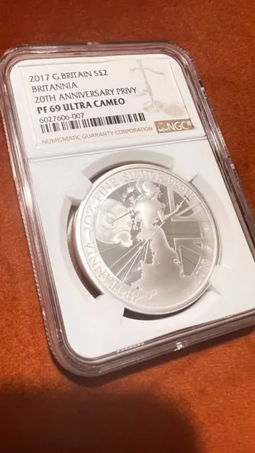 2017 Britain £2 Britannia 1oz Silver Proof Coin - NGC PF69 Ultra Cameo
