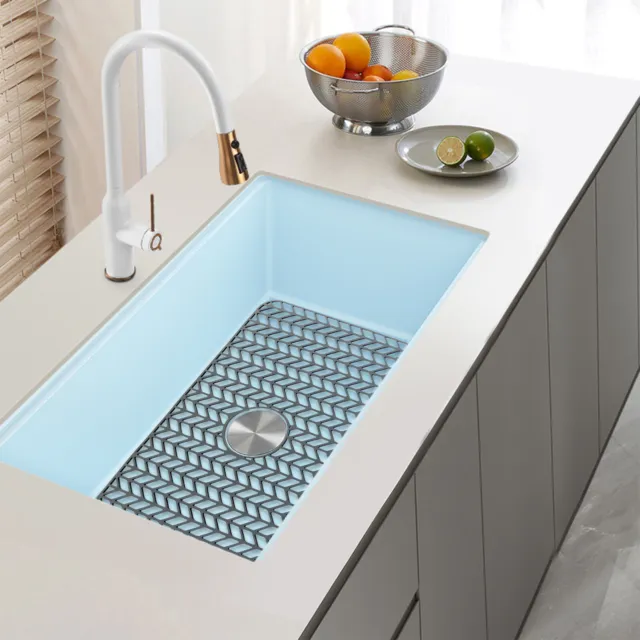 Kitchen Sink Mat Drain Pad Protector 26''x14'' Non-Slip Silicone Durable