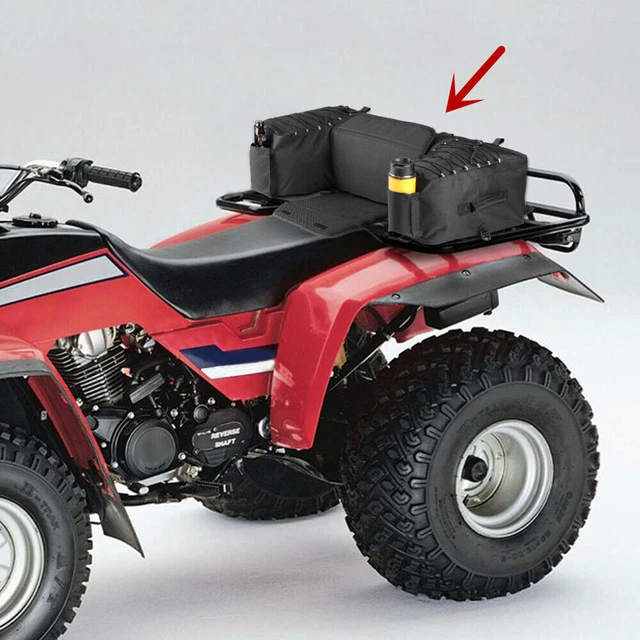ATV Black Rear Bag Padded Seat Bottom Support Storage Pack Rack Back Off Road