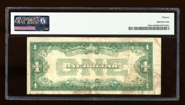 DBR 1928-A $1 Silver Funnyback Fr. 1601 BB Block PMG 15 Serial B90849397B 2