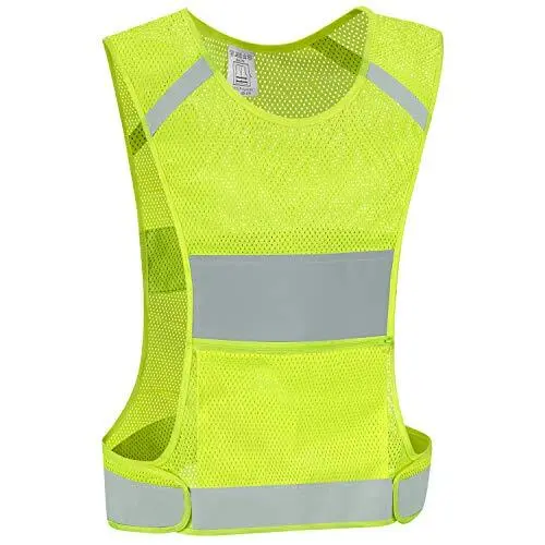Reflective Vest Safety Running Gear with Pocket,High Large Neon Yellow
