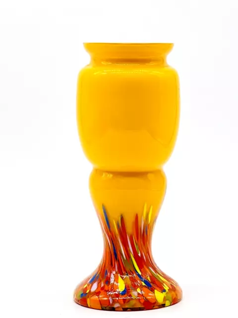 Kralik/Steinwald Glass Vase Spatter Over Orange  Art Deco Czechoslovakia