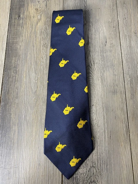 Vintage Belcher & Mooney West Virginia Blue Yellow Mens Tie Welch WV State USA