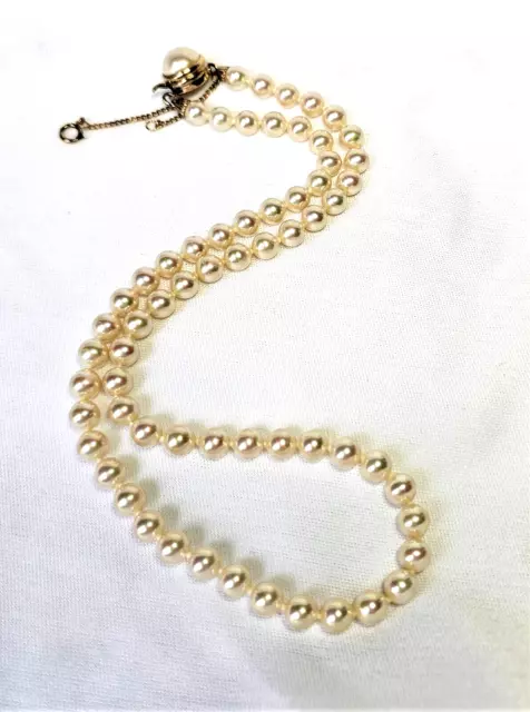 Majorica Pearl Necklace Knotted 5 mm Beaded Gold on Sterling Silver 18" Long