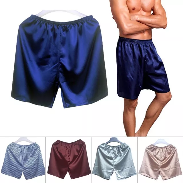 Shorts de nuit amples pour hommes classiques et durables soie satin boxers vête