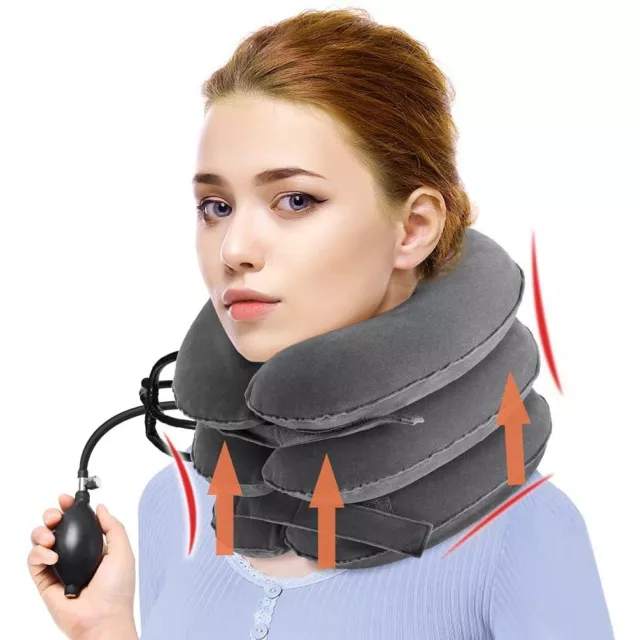 Inflatable Cervical Neck Back Traction Neck Head Stretcher Pain Relief Collar DE