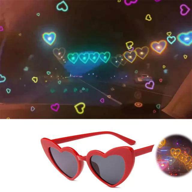 Night Light Sunglasses Fashion Heart Shaped Glasses Diffraction Eyewear