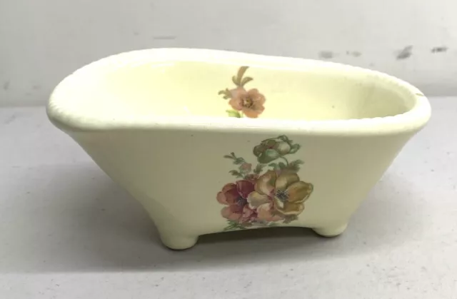 Vintage VB Athena Claw Foot Tub Pink Roses Soap Dish Holder