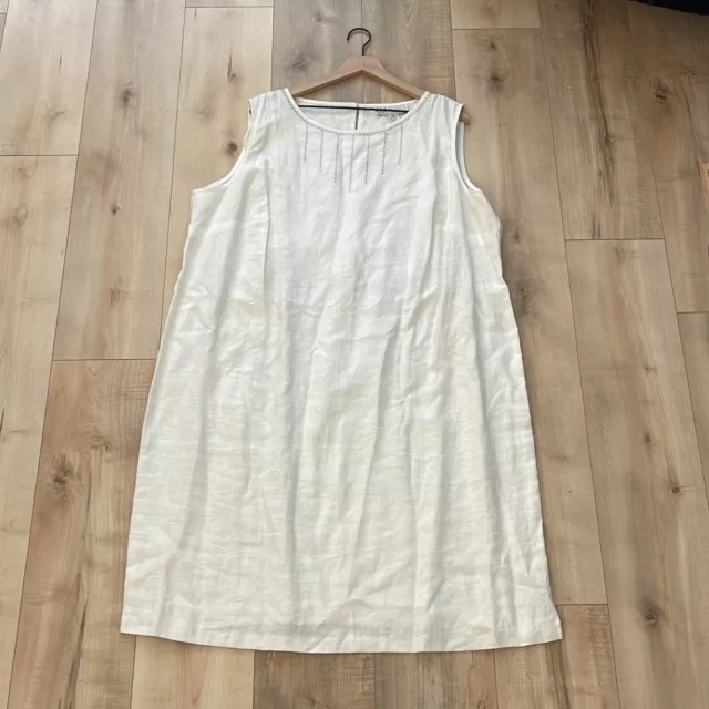 Maggie McNaughton Womens White Linen Sleeveless Keyhole Back Shift Dress Size 3X