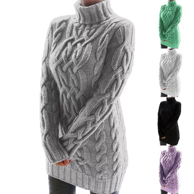 Trendy Winter Fashion Women's Chunky Knit Turtle Neck Pullover Sweater