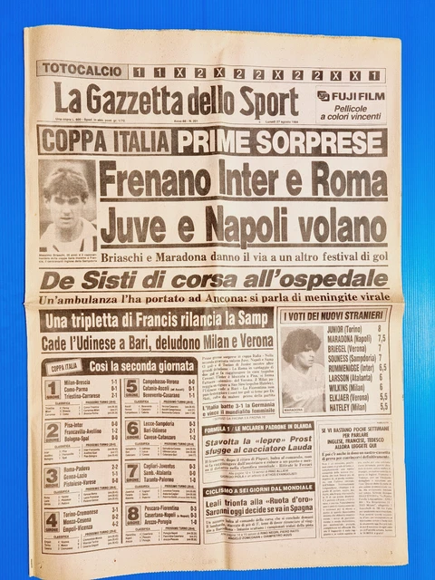 Serie A 1984-85 - SSC Napoli v AS Roma - Ancelotti, Maradona Stock Photo
