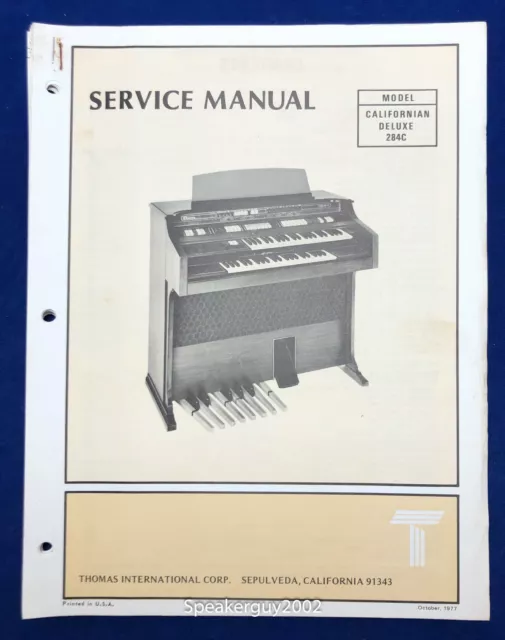 Original Thomas Organ / Californian Deluxe 284C / Service Info - Manual