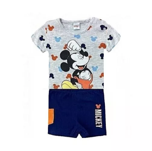 Ensemble T-shirt et short bébé garçon Mickey bleu foncé du 3 au 24 mois neuf