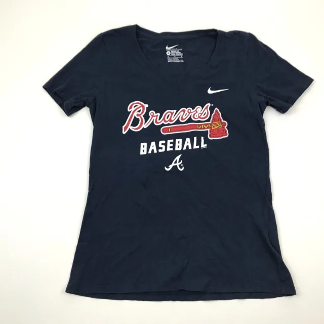 Atlanta Braves Camicia da Donna Taglia Media M Blu Tee Manica Corta MLB Baseball