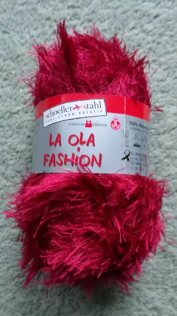 Effektgarn Fransen Fransengarn Wolle Strickwolle LA OLA FASHION Rot 50g NEUWARE