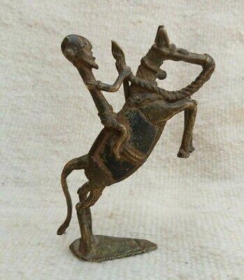 Very Rare Ancient African BENIN Bronze Royal Warrior statue - Nigeria TRIBAL ART