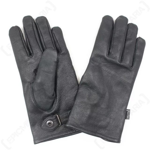 Gants Cuir Style Arm?e Allemande - Militaire Noir Doubl? airsoft paintball