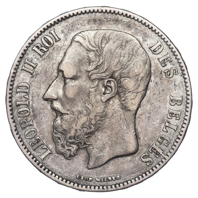 Belgique Léopold II 5 francs 1871 petite tête argent KM.24 pièce monnaie belge