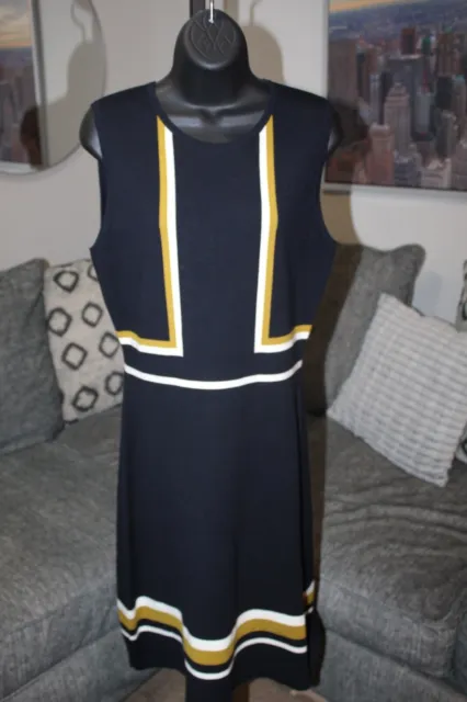 Hobbs London Navy Blue Sweater Dress Color Block.  Sz. 8